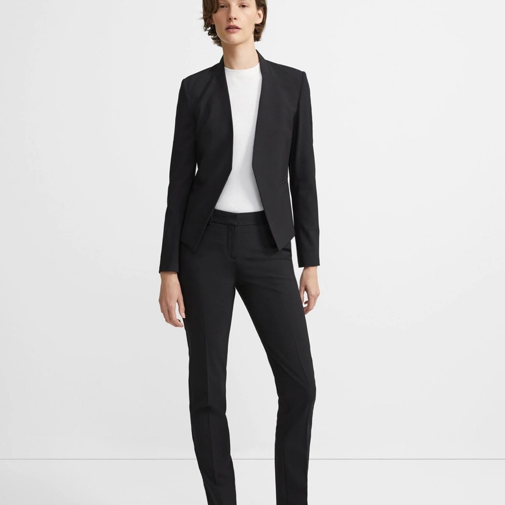 🚫SOLD🚫 Theory Open Blazer Skinny Cropped Pants Black Pantsuit Sz 00
